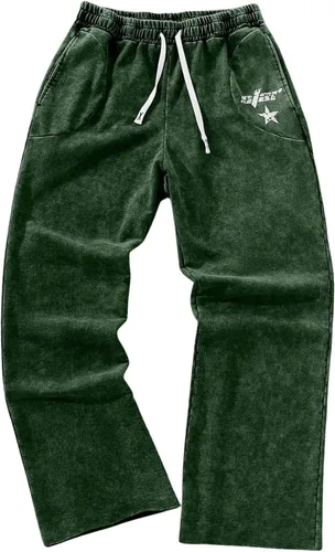 Vista 11 de SOLY HUX Pantalones deportivos holgados Y2k con cordón para hombre Gris oscuro