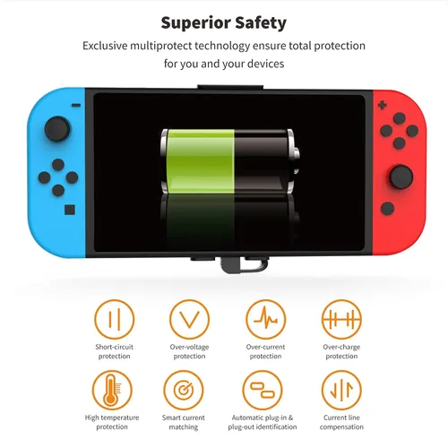 Vista 8 de GuliKit para Nintendo Switch Attached Power Bank, Battery Master, 10000mAh 5V3A Flash recargable Tech, estuche de carga de batería de reserva