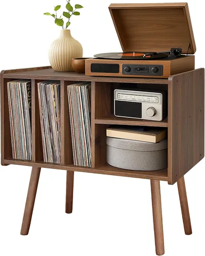 Vista 7 de Montex Record Player Stand with Vinyl Storage, Wooden Record Player Table with 5 Cabinet, Large Vinyl Record Player Stand, Record Player Holder