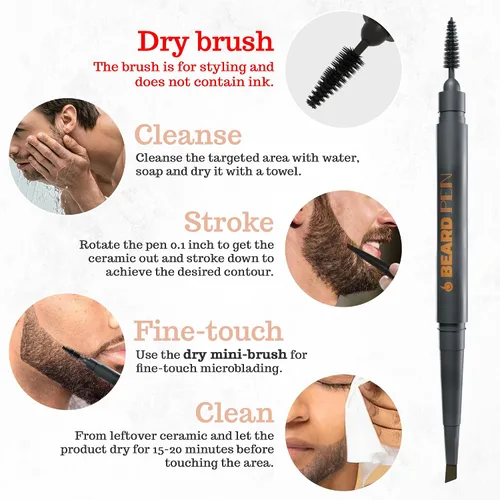 Vista 4 de Lápiz de peluquería con cepillo para peluquería para hombre, impermeable, a prueba de sudor, solución de larga duración con acabado natural, cubre