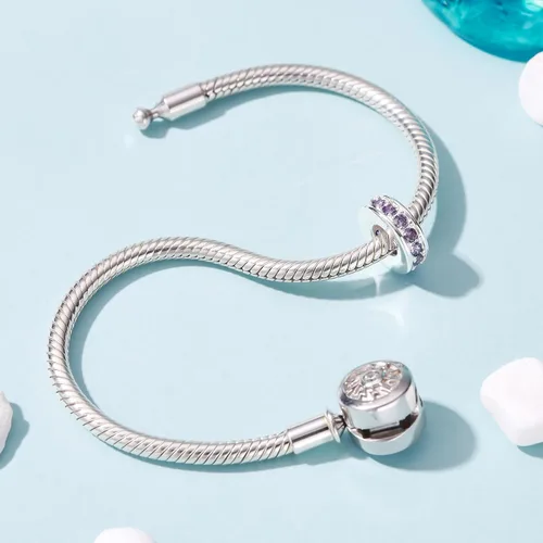 Vista 58 de 925 plata esterlina espaciador encanto grano con CZ transparente para pulseras Pandora Charms
