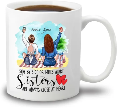 Vista 24 de Taza de café personalizada de la amistad para mejores amigos, mejores amigos, hermana del alma, tazas de café personalizadas para mejores amigas