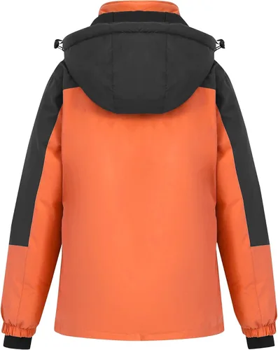 Vista 3 de Spmor Chaqueta de esquí impermeable con capucha para mujer, abrigo de snowboard cálido para invierno