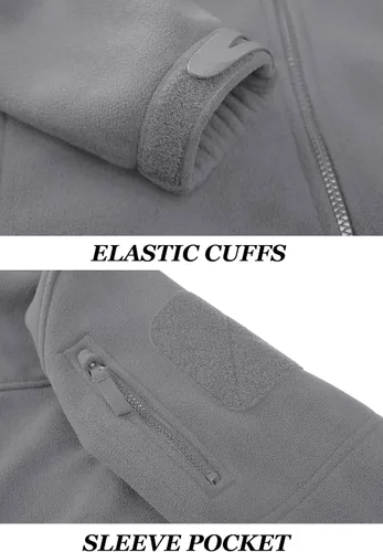 Vista 7 de KEFITEVD Chamarras tácticas de forro polar para hombre, con cremallera completa, casual, para invierno, abrigada, con múltiples bolsillos