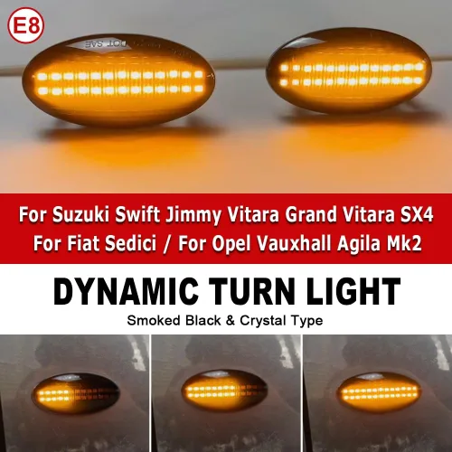 Vista 3 de Luz LED de Marcador Lateral Señal de Giro Compatible con Suzuki Grand Vitara Vtarai Jimny Swift SX4 S-Cross APV Arena XL7 Alto Fiat Sedici (Negro)