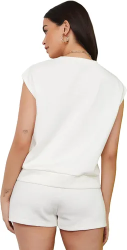 Vista 2 de SheIn Conjunto de 2 piezas sin mangas para mujer conjunto de pantalones cortos con cordón