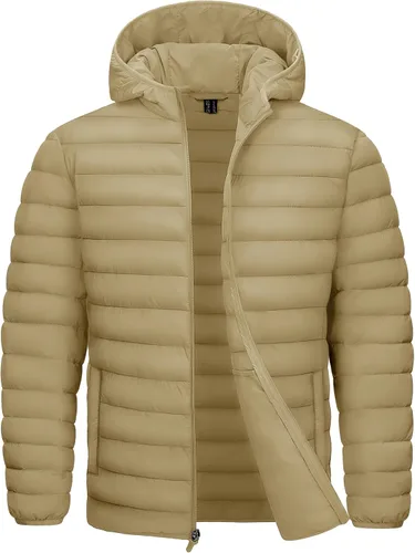 Vista 20 de TACVASEN Chaqueta Puffer Ligera para Hombre con Capucha Resistente al Agua a Prueba de Viento Chaqueta Aislante Acolchada con Forro Abrigos