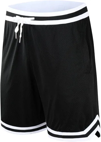 Vista 2 de OPALOS Paquete de 2 pantalones cortos de baloncesto para hombre con bolsillos con cremallera, pantalones cortos deportivos activos
