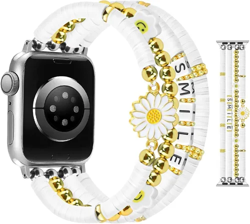 Vista 16 de JR.DM - Pulsera de cuentas compatible con Apple Watch de 40 mm, 38 mm, 41 mm, 42 mm; correa elástica hecha a mano para iWatch Series