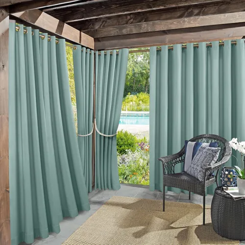 Vista 9 de Panel de cortina con ojales Sun Zero Marina para interior/exterior con protección UV y eficiencia energética, 54 x 95 pulgadas, cuarzo rosa