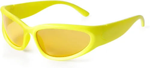 Vista 15 de ADE WU Gafas de sol envolventes de moda para mujeres y hombres Marco beige/lente marrón