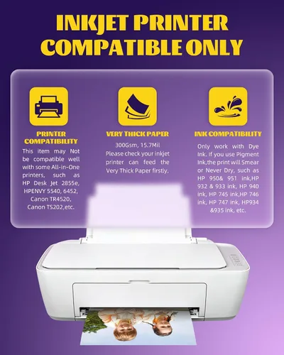 Vista 2 de 100 hojas de papel fotográfico brillante de doble cara, grueso, de alta calidad, 8.5 x 11 pulgadas, 10.58 oz/m², 80 libras, solo para impresora