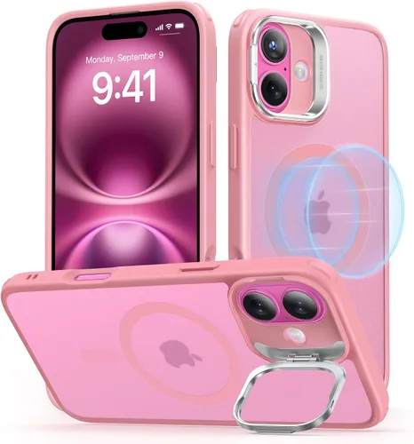 Vista 12 de ESR Funda para iPhone 16, Compatible con, Funda Protectora de Grado Militar, Funda para Teléfono con Soporte Stash Integrado, Cubierta Trasera Azul