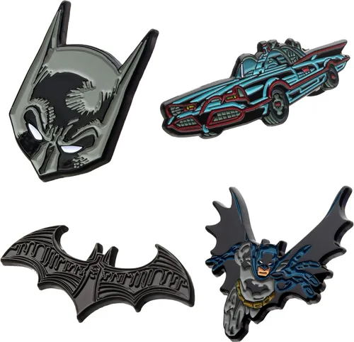 Vista 2 de DC Comics Juego de 4 pines de solapa de esmalte para adulto, unisex, talla única, color gris