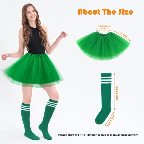 Vista 3 de Simplicity Conjunto de disfraz clásico de 4 capas de tul con falda tutú con calcetines de tubo para mujer