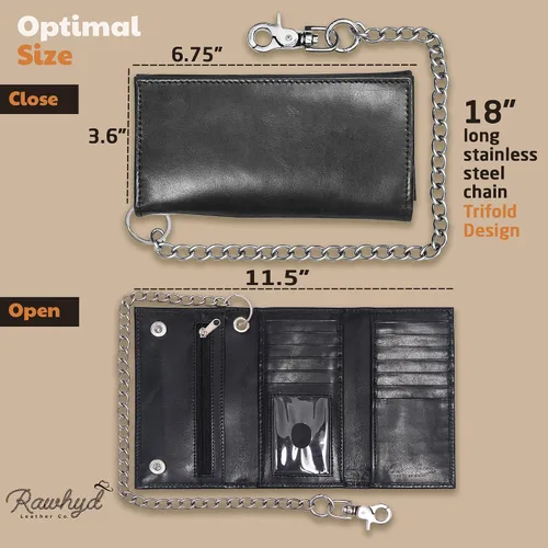 Vista 3 de RAW HYD - Cartera larga de cuero para hombres Funda de chequera doble un gran regalo para hombres