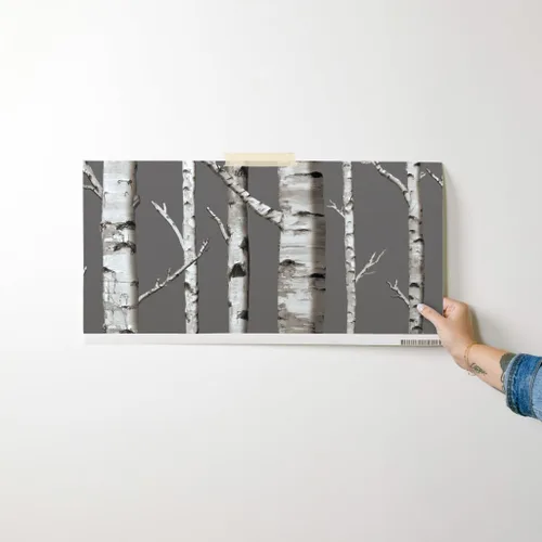 Vista 7 de Peel & Stick Wallpaper Swatch - Birch Grove Forest Woods Trees Rustic Custom Removable Wallpaper by Spoonflower