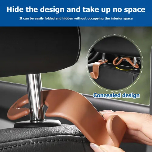 Vista 5 de 4 ganchos para reposacabezas de asiento de coche, soporte de colgador para asiento trasero, organizador de vehículo universal y elegante