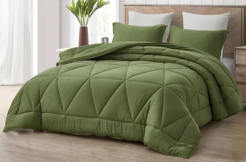 Vista 10 de Chezmoi Collection Rory - Juego de edredón de microfibra acolchada triangular de 2 piezas, ropa de cama geométrica ligera lavada suave, individual
