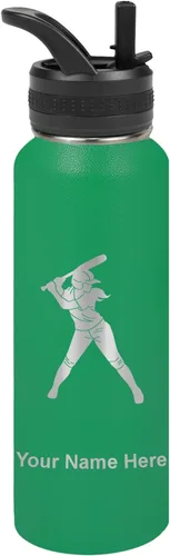 Vista 54 de LaserGram Botella de agua personalizada de 32 onzas, jugador de softbol Regalo grabado para jugadores de sóftbol, acero inoxidable aislado al vacío
