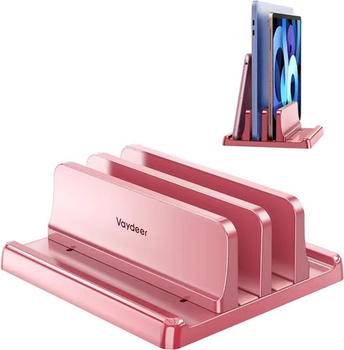 Vista 9 de Vaydeer Soporte vertical para computadora de escritorio, soporte de plástico de doble ranura para laptop con diseño 4 en 1 que ahorra espacio Negro