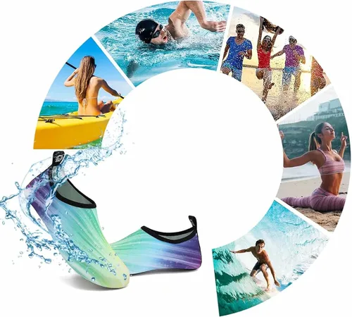 Vista 6 de Zapatos de natación de secado rápido, estilo de pies descalzos, calcetines de playa para piscina, yoga y surf, para hombre y mujer