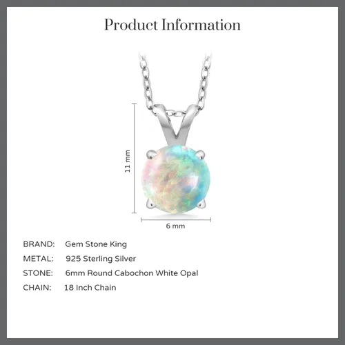 Vista 71 de Gem Stone King Collar con colgante solitario de plata de ley 925 de 0.236 in con piedra natal redonda Collar de 4 puntas para mujer Con cadena