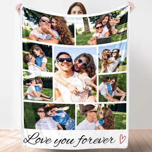 Vista 15 de Artsadd Manta personalizada con collage de texto fotográfico, manta de fotos personalizada para hombres, mujeres, él o ella, manta personalizada