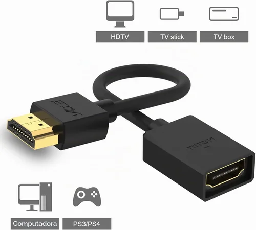 Vista 9 de VCE Paquete de 2 adaptadores HDMI macho a hembra giratorios HDMI extensión convertidor chapado en oro para Google Chrome Cast, Roku Streaming Stick