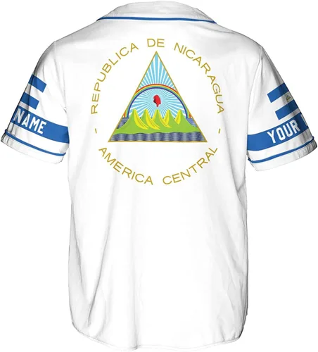 Vista 3 de AOVL - Camiseta de béisbol de Nicaragua personalizada, camiseta de béisbol de Nicaragua personalizada para hombres y mujeres, camisas nicaragüenses