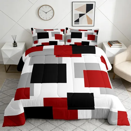 Vista 43 de Castle Fairy Juego de edredón con estampado azteca occidental, juego de ropa de cama geométrica a rayas marrones para niños y adolescentes