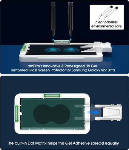 Vista 3 de amFilm Protector de pantalla 2+2 compatible con Samsung Galaxy S23 Ultra templado y protector de lente de cámara 5G de 6.8 pulgadas, compatible