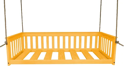 Vista 12 de Amish-Made - Cama de columpio de madera negra con cuerdas Pintura negra