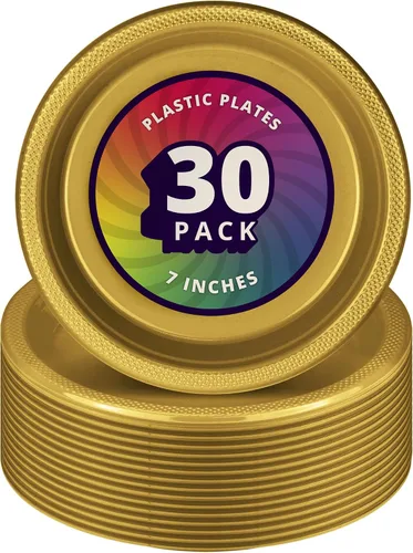 Vista 17 de DecorRack 30 platos de plástico pequeños, resistentes de 7 pulgadas desechables, color negro