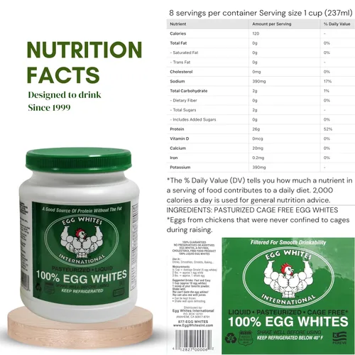 Vista 3 de Egg Whites International - Claras de huevo líquidas 100% puras diseñadas para beber. AHORA 100% libre de jaulas (6 medio galones)