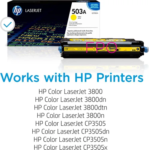 Vista 2 de HP Cartucho de tóner amarillo original 503A Funciona color LaserJet 3800, CP3505 Series Q7582A