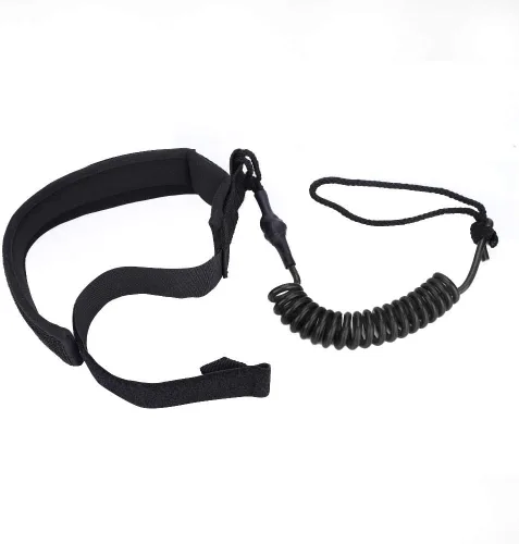Vista 5 de Surfing Leg Leash,Stand Up Paddle Board Coiled Spring Leg Foot Rope Surfing Leash for Surfboard (black)