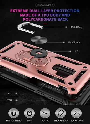 Vista 4 de Funda para Redmi Note 9/Redmi 10X 4G M2003J15SC con protector de pantalla de vidrio templado, [grado militar] [anillo de metal] [soporte magnético]