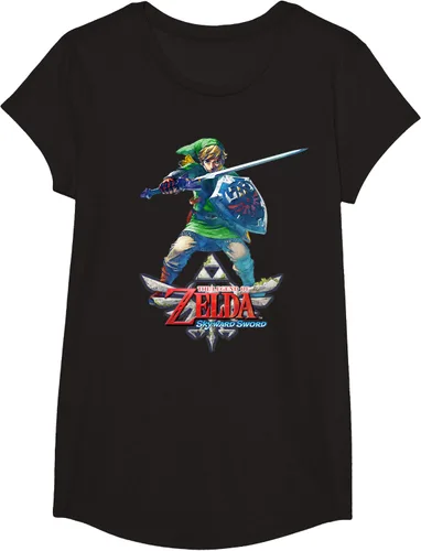 Vista 4 de Camiseta Nintendo Zelda Skyward Sword Link Ready for Battle Negro