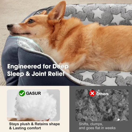 Vista 2 de GASUR Camas para Perros Tamaño Small Plus, Cama Lavable para Perros Pequeños, Sofá Cama Ortopédico para Mascotas, Cuna para Mascotas con Base