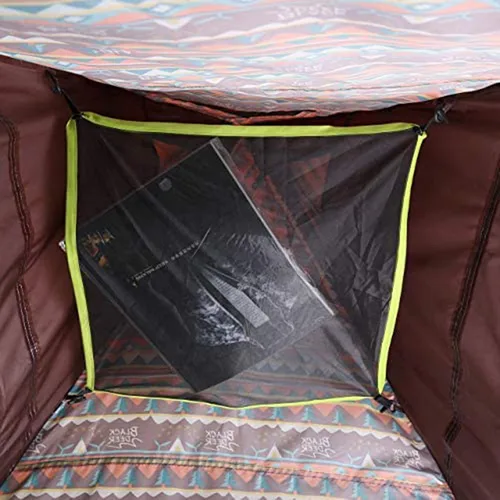 Vista 7 de Tienda de campaña tipi Capacidad para 4 personas Perfecto para acampar para familiares y amigos Diseño impermeable para 4 estaciones con Marrón