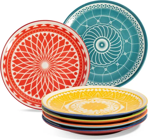 Vista 5 de Annovero Cuencos de postre, platos de postre Platos de cocina Apto para horno microondas Vajilla de porcelana colorida
