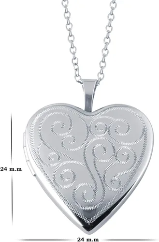 Vista 6 de Medallones en forma de corazón de plata fina, disponibles en varios tamaños y diseños adorables.