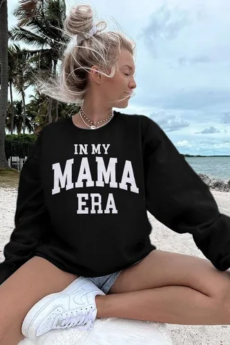 Vista 4 de Sudadera de club de madres sobreestimuladas para mujer sudaderas con cuello redondo para mamá, camisetas de gran