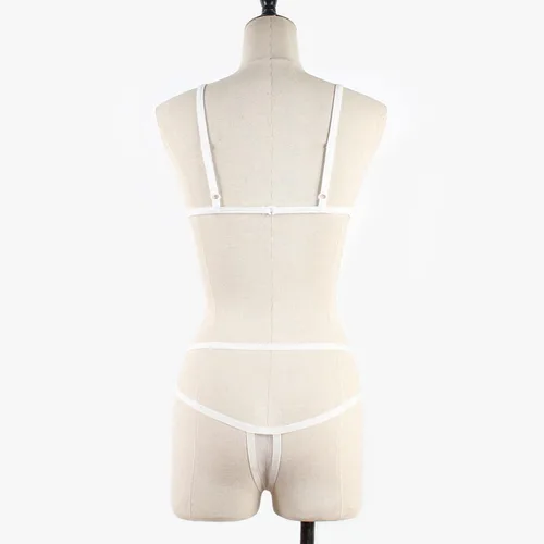 Vista 5 de Lencería sexy para mujer, brasier transparente sin forro, de malla transparente, sin relleno, brasier sin varillas