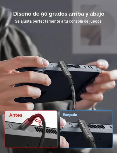 Vista 4 de XAOSUN Adaptador USB C de 90 grados, ángulo recto, 240 W, 40 Gbps, conector USB tipo C Thunderbolt 4 para MacBook, teléfono, Rog Ally, Steam Deck