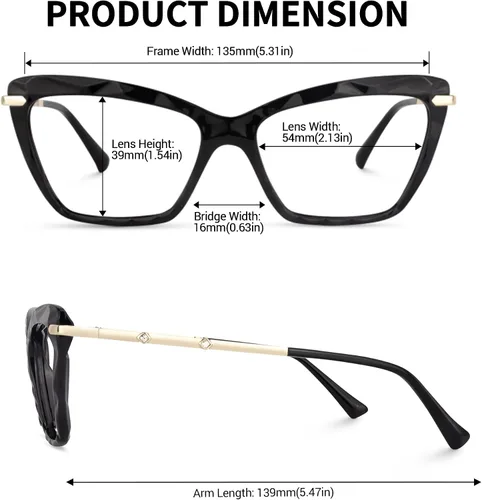 Vista 25 de Zeelool Gafas de bloqueo de luz azul ojo de gato de cristal para mujer Juliet VFP0270