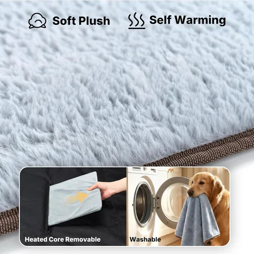 Vista 5 de Veehoo Cama elevada para DOD con alfombrilla térmica de felpa, cama elevada para perros con almohadillas térmicas impermeables para gatos y perros