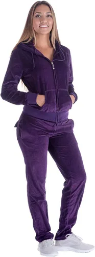 Vista 2 de LI HANTON Conjunto deportivo de terciopelo para mujer, 2 piezas, sudadera con capucha y cremallera completa