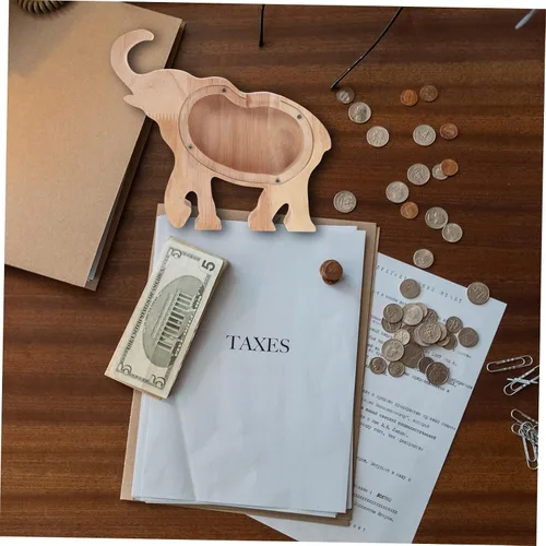 Vista 6 de Banco de elefantes para niños y niñas, alcancía de elefante, caja de ahorro de dinero de madera para el hogar